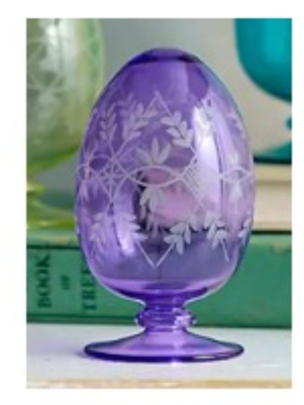 Anthropologie/Terrain Hand-Etched Egyptian Glass Egg in Violet – NWT